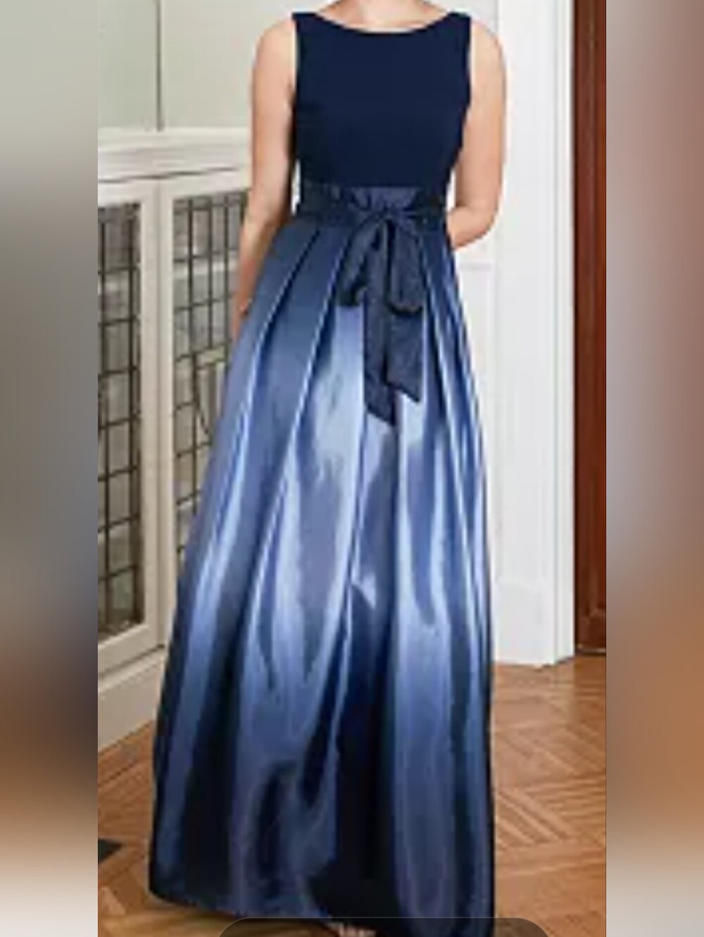 Women’s Blue Ombre Satin Dress With Pockets